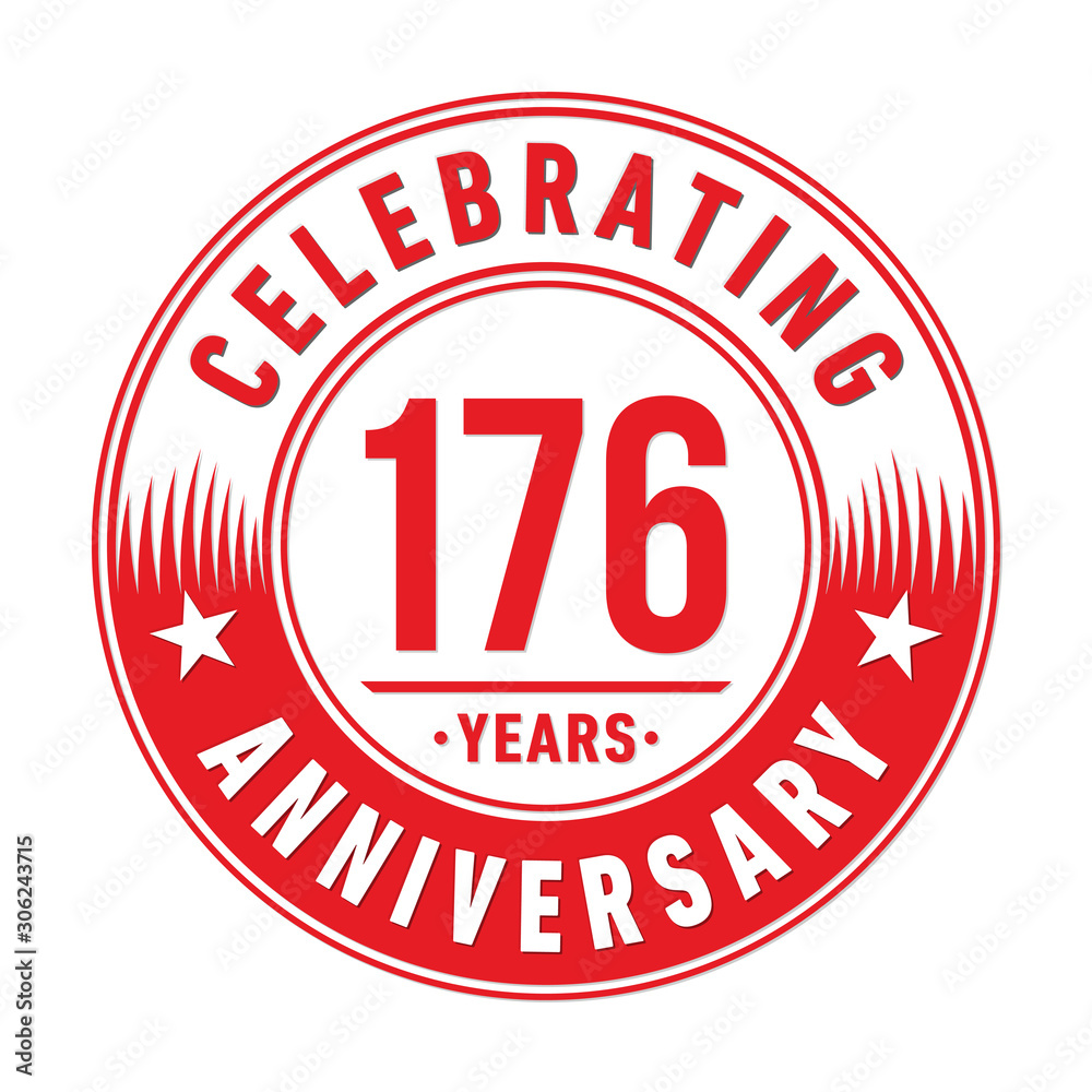 176 years anniversary celebration logo template. One hundred seventy six years vector and illustration.