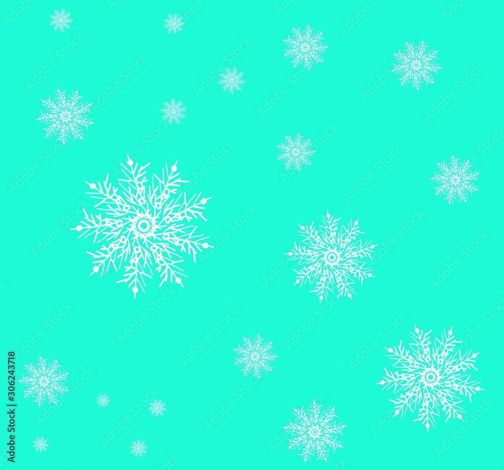 Snowy texture. Delicate background for printing on postcards, scrubbing, wallpapers. Winter holiday snow background. Christmas abstract background with snowflakes. Turquoise. Tiffany color. Snowy texture. Delicate background for printing on postcards, scrubbing, wallpapers. Winter holiday snow background. Christmas abstract background with snowflakes. Turquoise. Tiffany color.