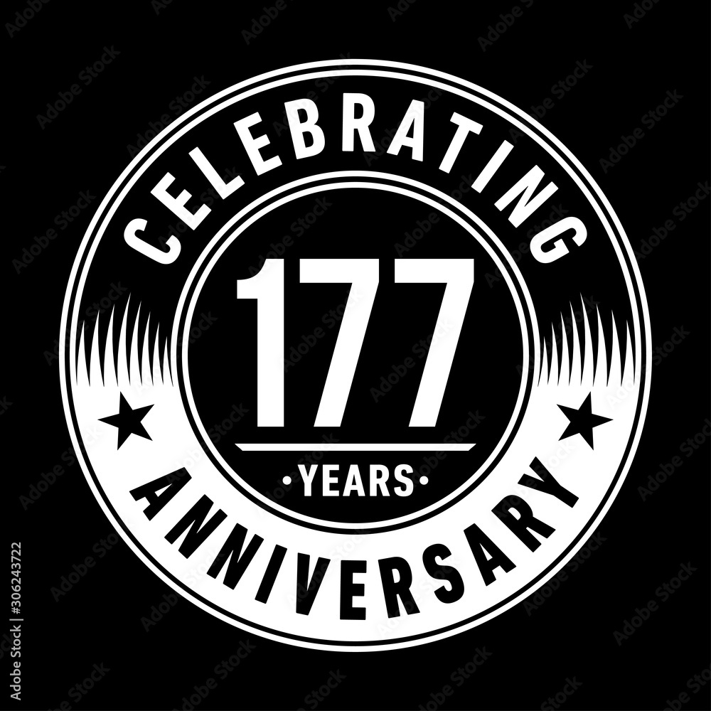 177 years anniversary celebration logo template. One hundred seventy seven years vector and illustration.