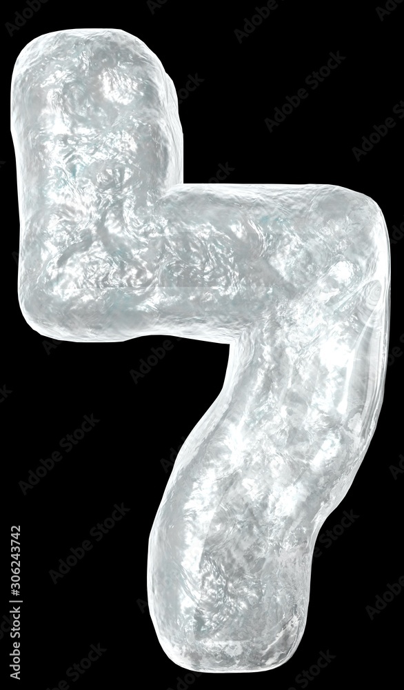 Ice Hebrew font. Ice letters 3d illustration. Frozen water in alphabet
