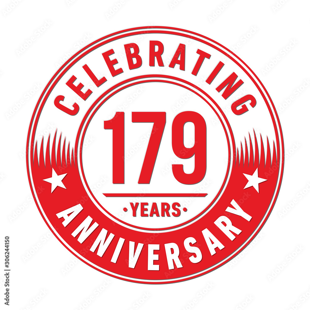 179 years anniversary celebration logo template. One hundred seventy nine years vector and illustration.