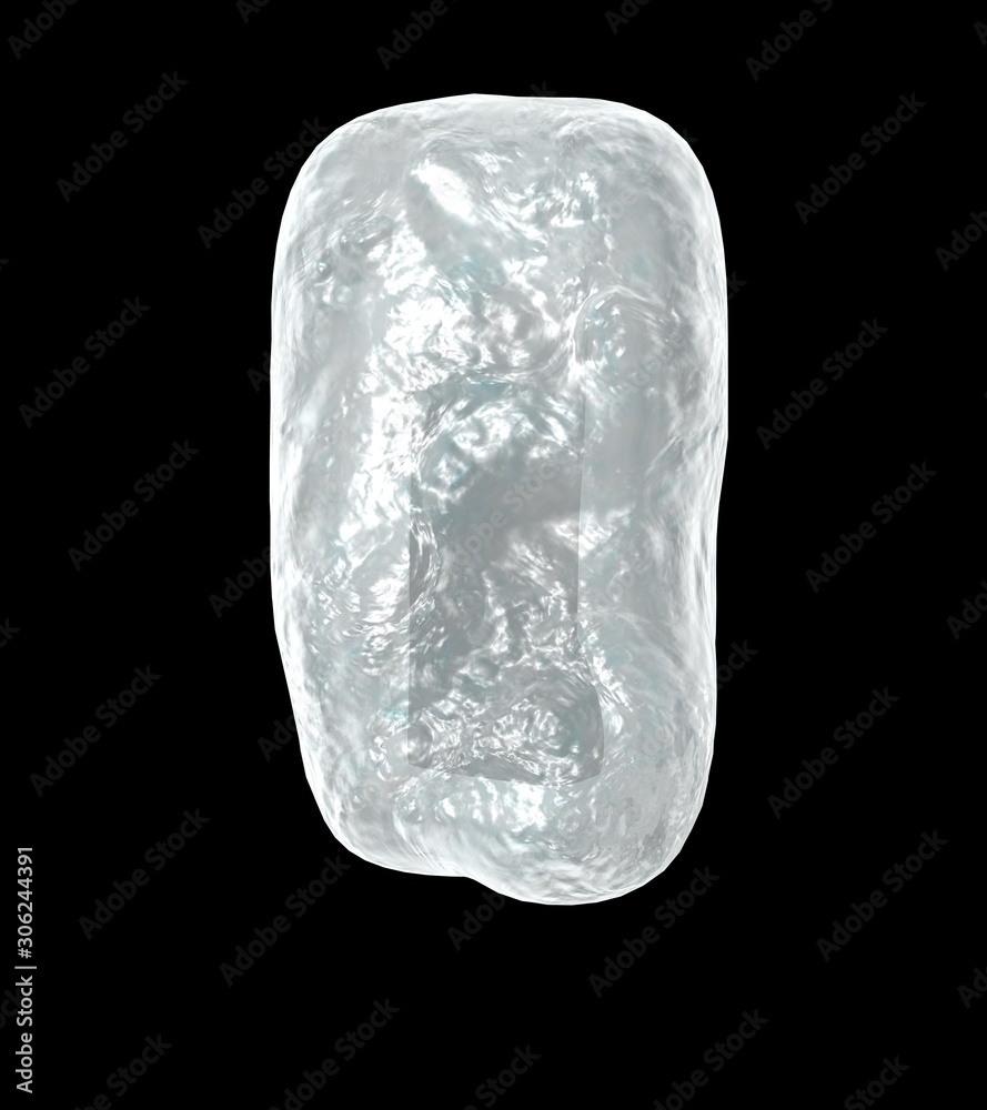 Ice Hebrew font. Ice letters 3d illustration. Frozen water in alphabet