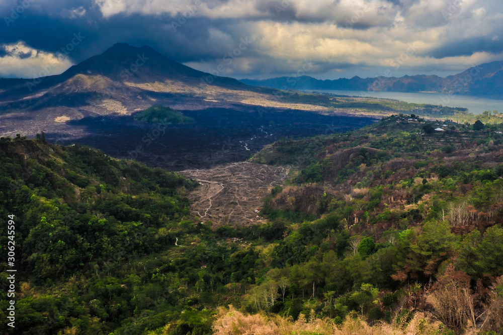 A beautiful view of Kintamani mountain in Bali, Indonesia.
