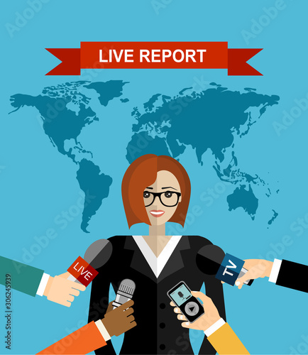 News conference world live tv hands of journalists microphones interview concept