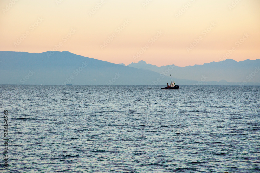 sailboat at sunset