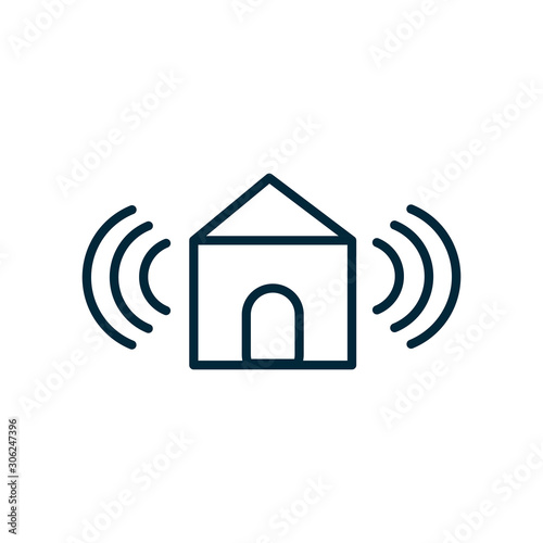 smart house signal internet of things line icon