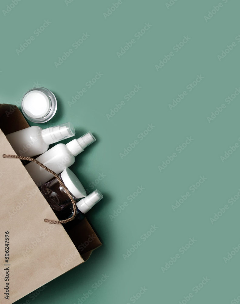 bag cosmetic white gift present buying business green tranquil down green copy space bag cosmetic white gift present buying business green tranquil down green copy space