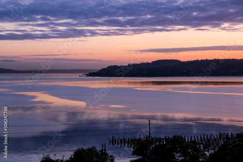 Pink and Purple Sunrise on Commencement Bay and Brown's Point Tacoma