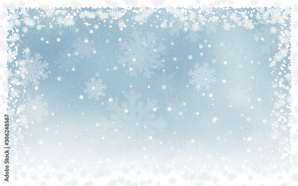 Christmas and New Year heavy snowfall vector background