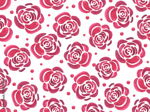 Watercolor seamless pattern. Roses.