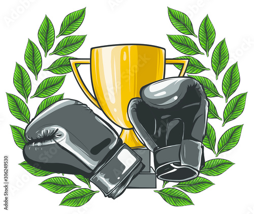 Vintage Boxing Gloves vector illustration on white background