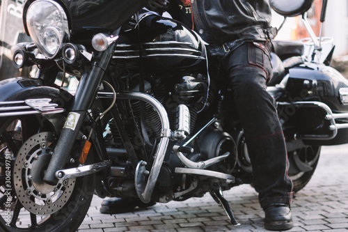 motorcycle biker metal and leather close up © Жанна Киселева