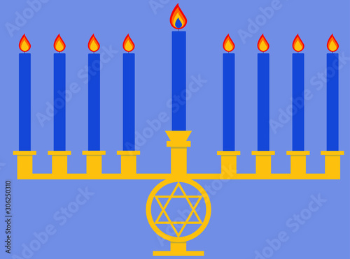 Flat Jewish Menorah