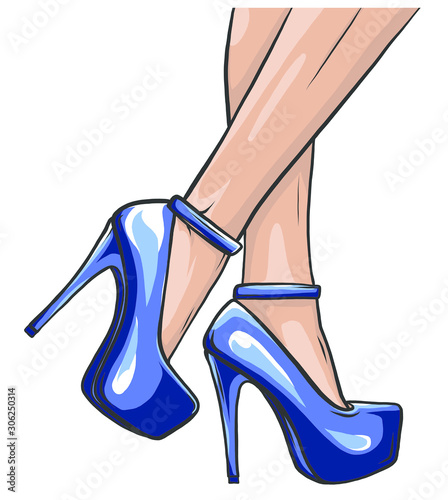 Vector illustration depicting the legs of a woman in high heels