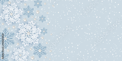Horizontal seamless winter background with snowflakes