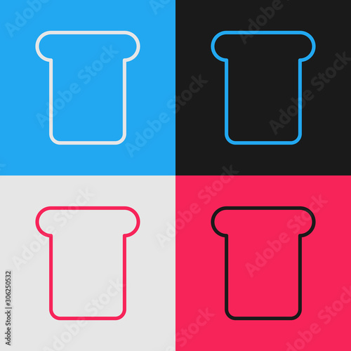 Color line Bread toast for sandwich piece of roasted crouton icon isolated on color background. Lunch, dinner, breakfast snack. Vintage style drawing. Vector Illustration
