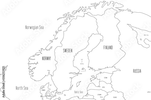 Map of Scandinavia. Handdrawn doodle style. Vector illustration