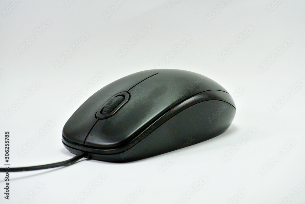 Isolated black color optical mouse on white background. Isolated black color optical mouse on white background.