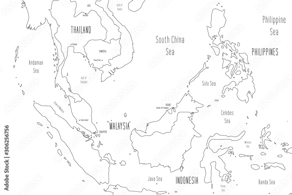 Map of Greater Sunda Islands. Handdrawn doodle style. Vector illustration