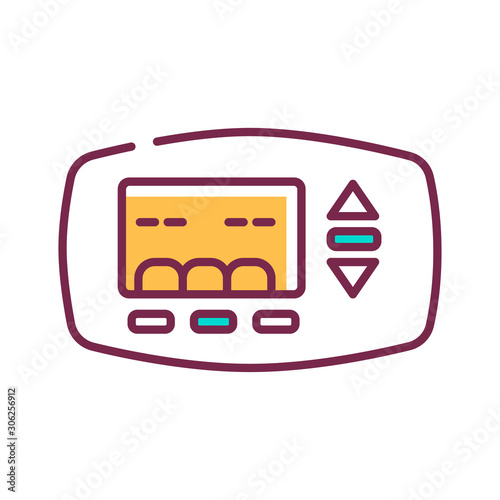 Thermostat for heating a house color line icon on white background. Maintaining heat in the house. Pictogram for web page, mobile app, promo. UI UX GUI design element. Editable stroke.
