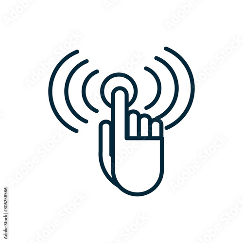 hand clicking internet of things line icon