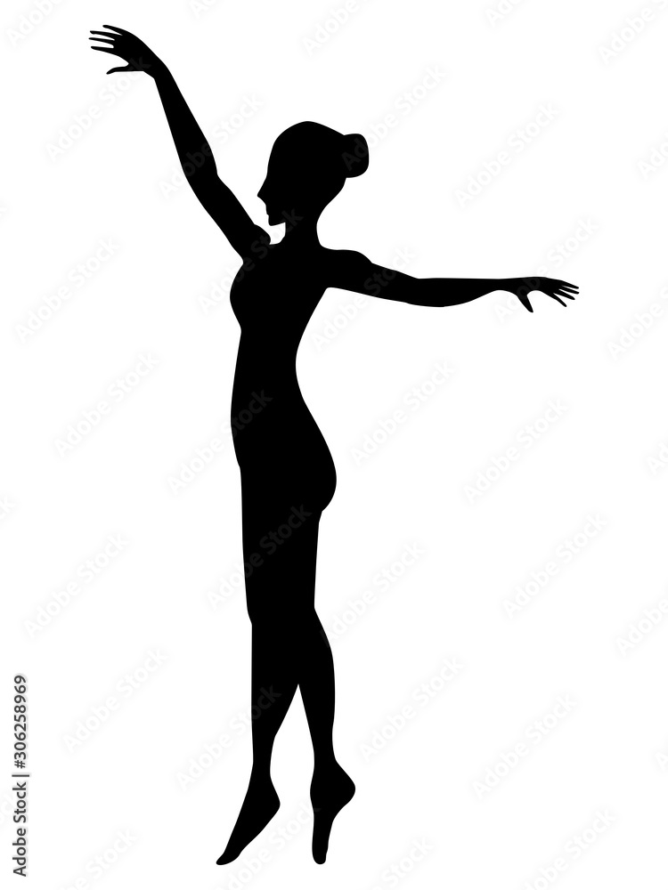 Vector, black silhouette of young ballerina Vector, black silhouette of young ballerina