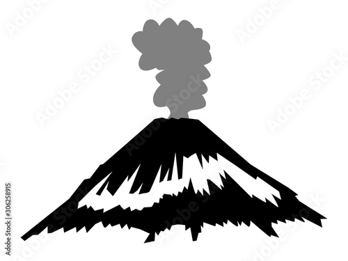 Vector, black silhouette of volcano
