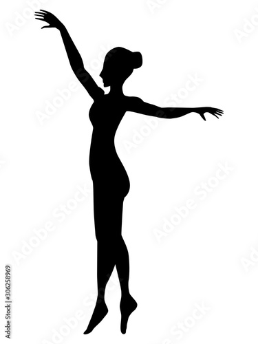 Vector, black silhouette of young ballerina © Perysty