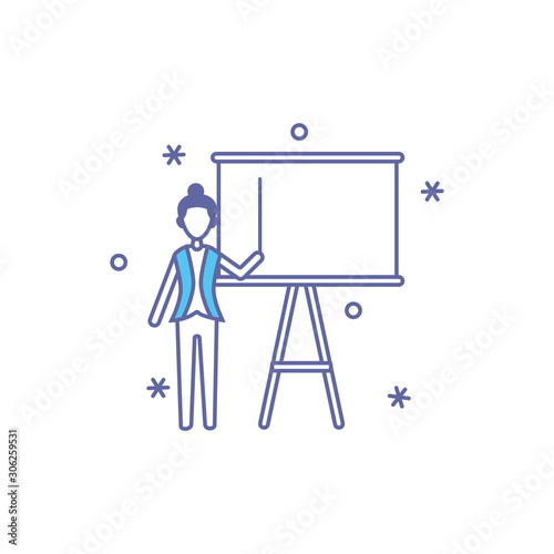 teacher woman with chalkboard fill style icon