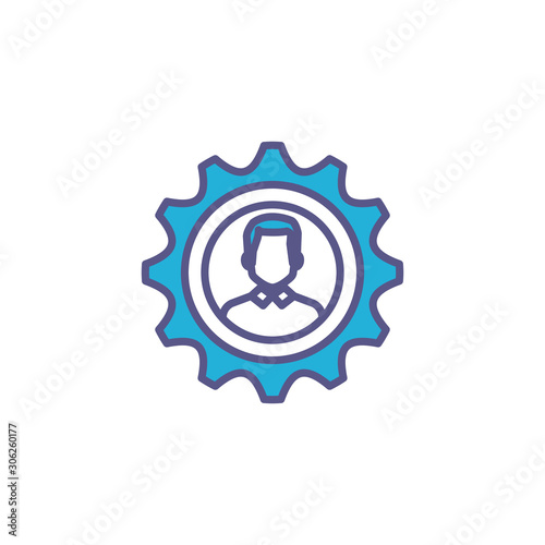 business man in gear fill style icon