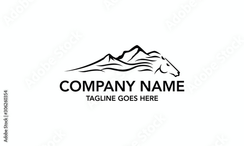 Mountain With Horse Vectors Royalty Logo Design Inspiration