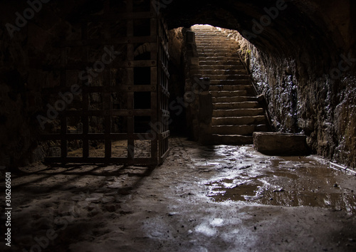 Ruins of An impressive construction  from XVIII century, tunnels, vaults, bridges, dungeons, mills, ovens. at the Hacienda of Santa Maria Regla in Huasca Mexican Town