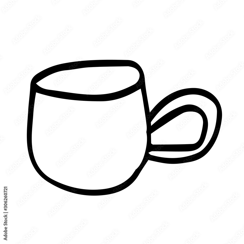 Single hand drawn cup of coffee, chocolate, cocoa, americano or cappuccino. Doodle vector illustration. Single hand drawn cup of coffee, chocolate, cocoa, americano or cappuccino. Doodle vector illustration.