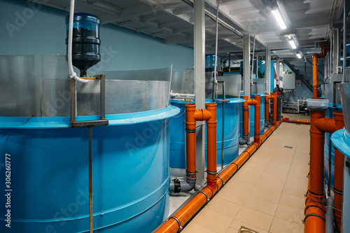 Photography Modern fish farm with closed water circulation supply