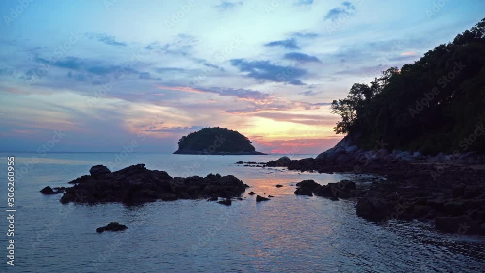 smooth waves during low tide in sunse at Kata beach Phuket smooth waves during low tide in sunse at Kata beach Phuket