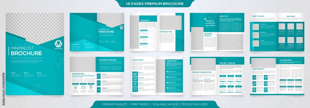 set of minimalist business brochure template with simple style and modern layout 