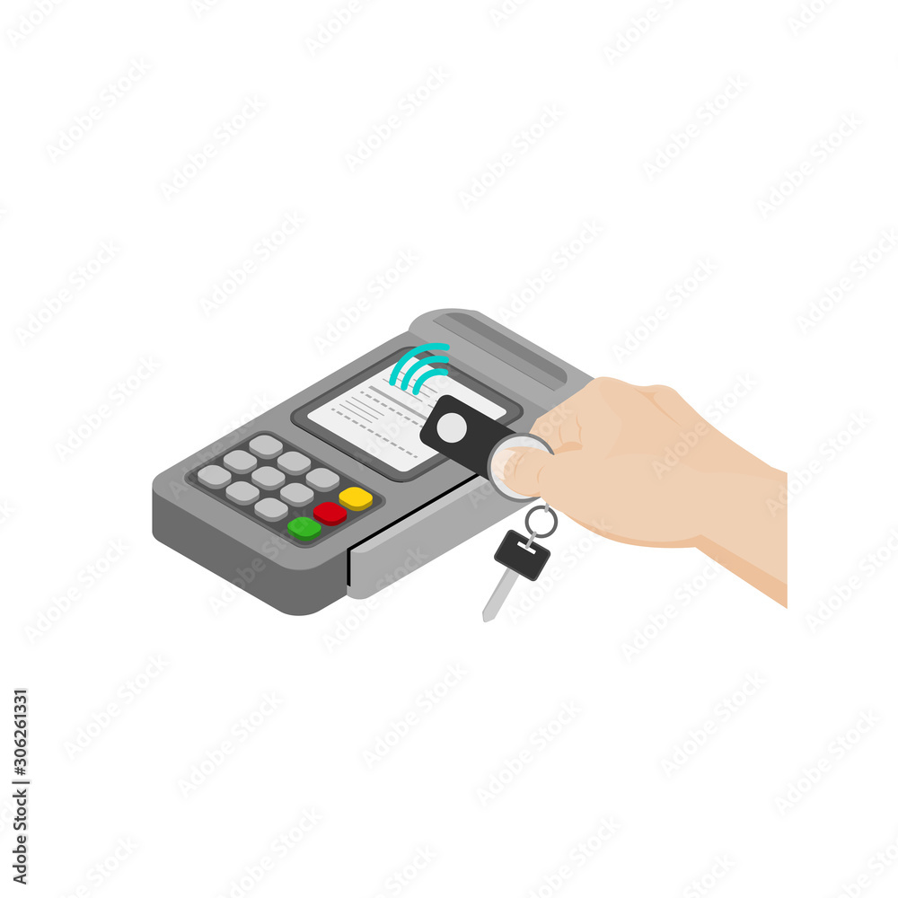 contactless payment with a smart key, vector illustration contactless payment with a smart key, vector illustration