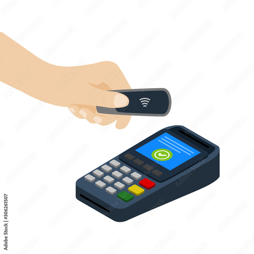 contactless payment with a smart key, vector illustration contactless payment with a smart key, vector illustration