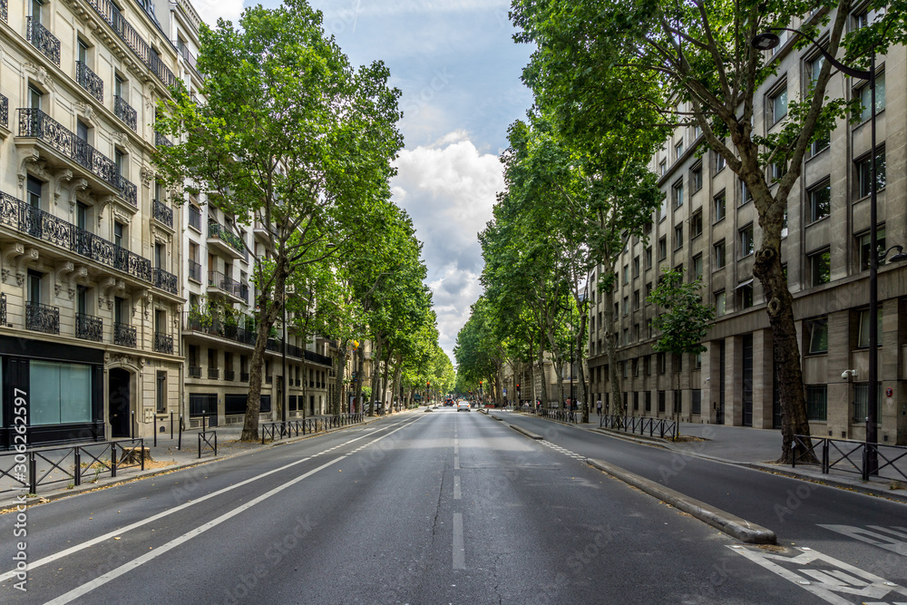 The Boulevard Saint-Germain, a major street in Paris on the Left Bank of the River Seine. - obrazy, fototapety, plakaty 