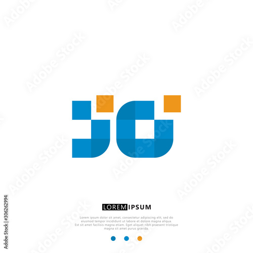 JO J O Logo Monogram with Blue and yellow Colors. modern letter logo design	