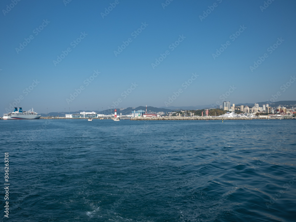 View of the coastal zone of Sochi from the sea