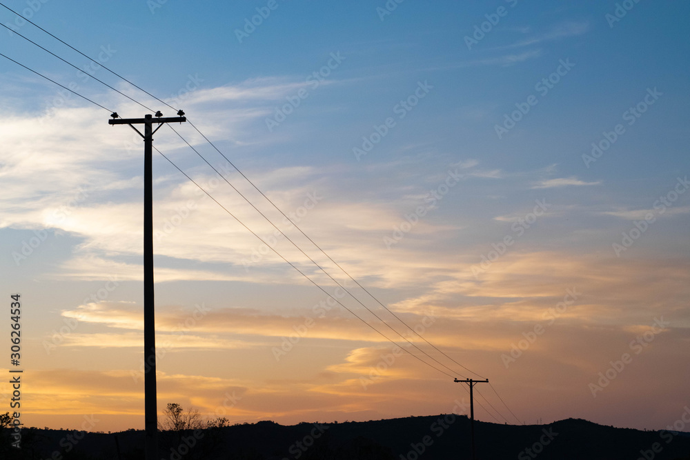  power line in sunset 