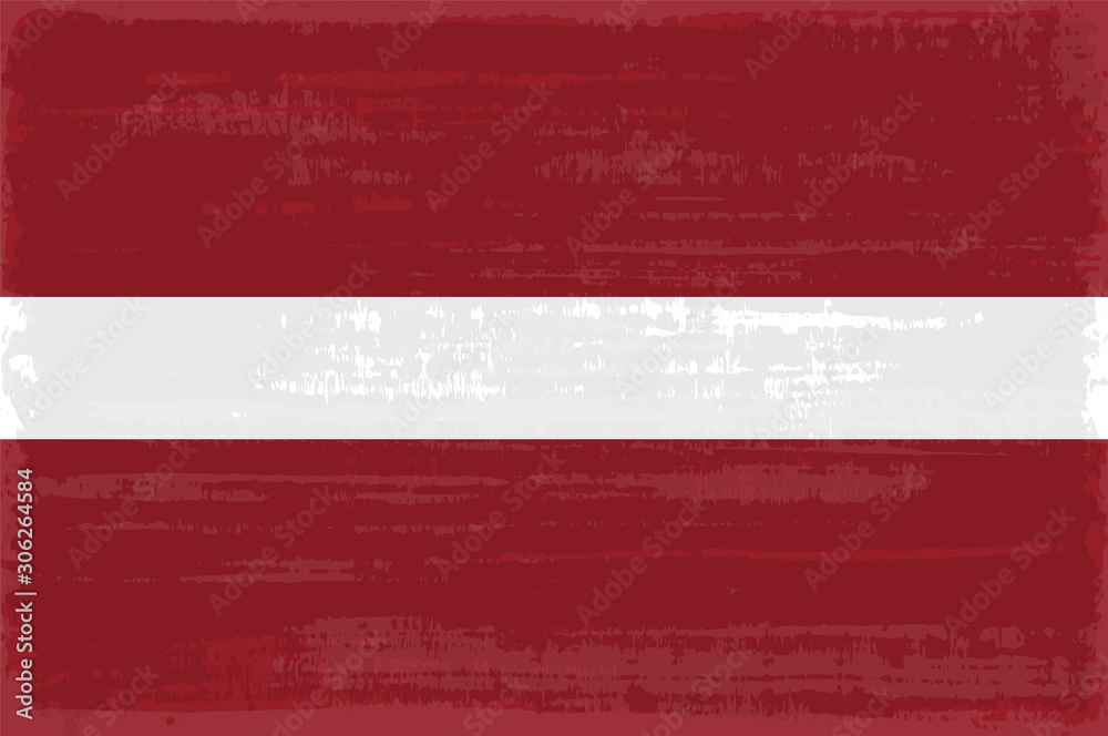 Latvian flag icon with grunge texture.