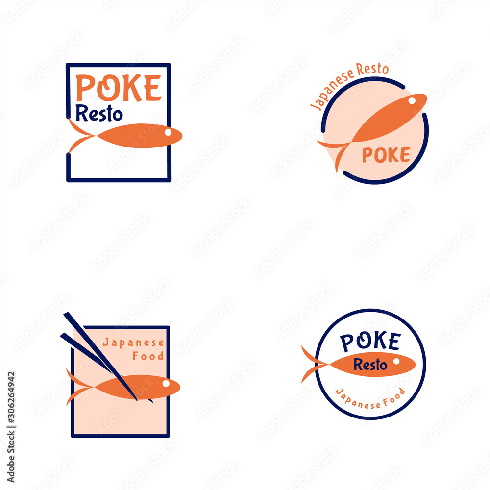 Obraz premium template logo poke restaurant