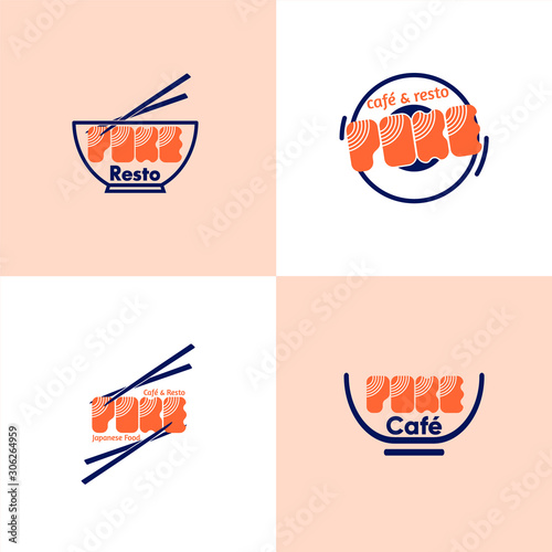 set of template logo poke cafe 
