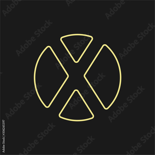 Gold Letter X Logo. Letter line logo Design Vector . Vintage vector font