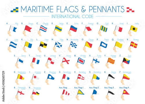Maritime Flags and pennants International Code Vector Illustration