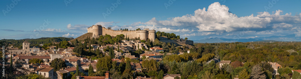 Fort Saint-André over a village, Villeneuve Les Avignon, France.