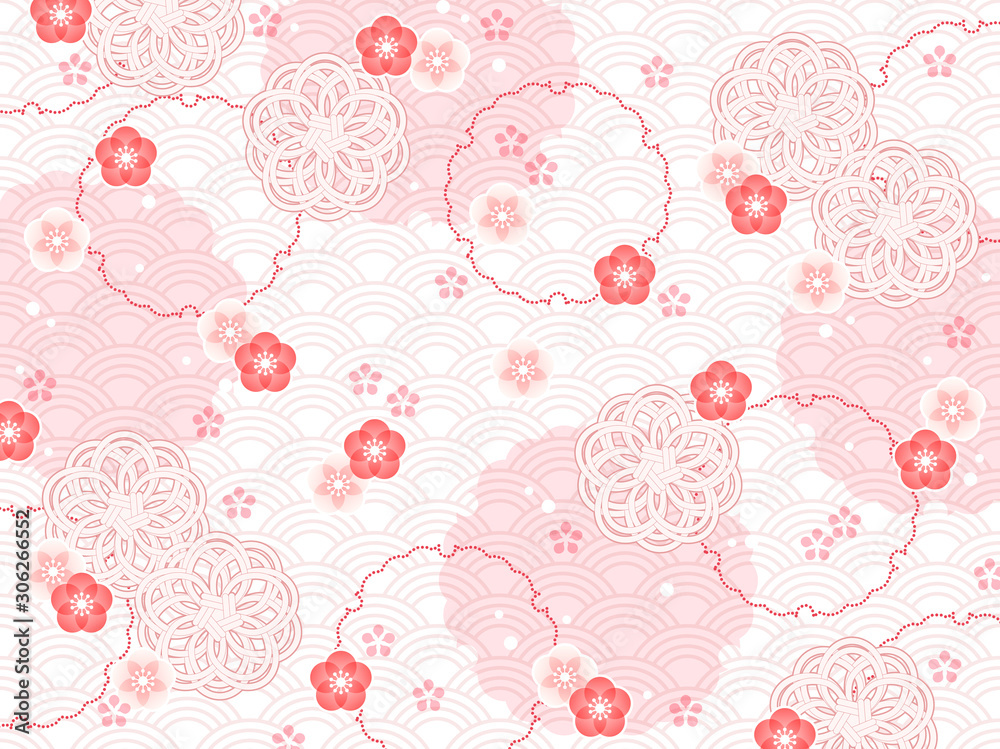 Fototapeta premium 梅の花の和柄