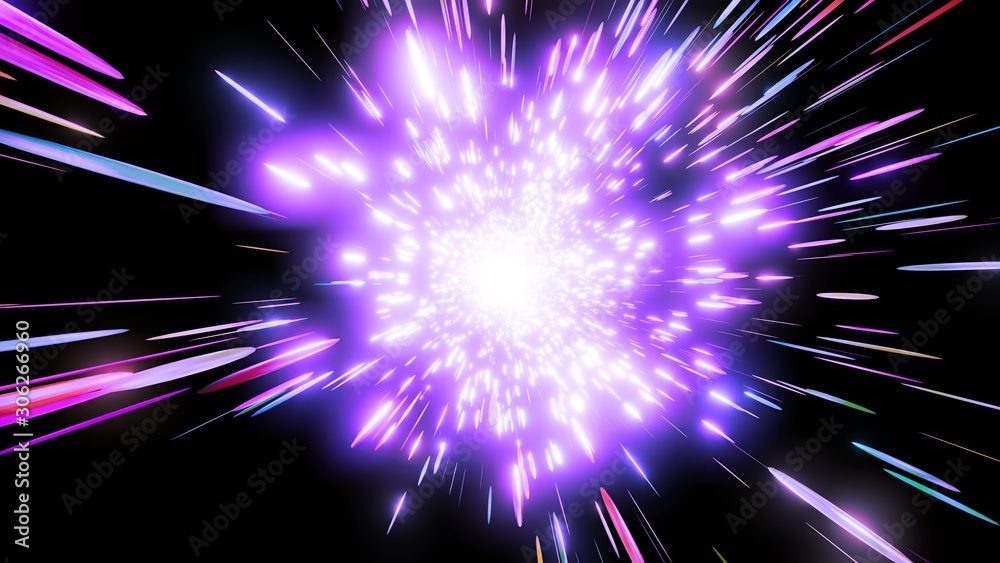 Obraz premium Cold Colored glowing tunnel flythrough -3D Rendering